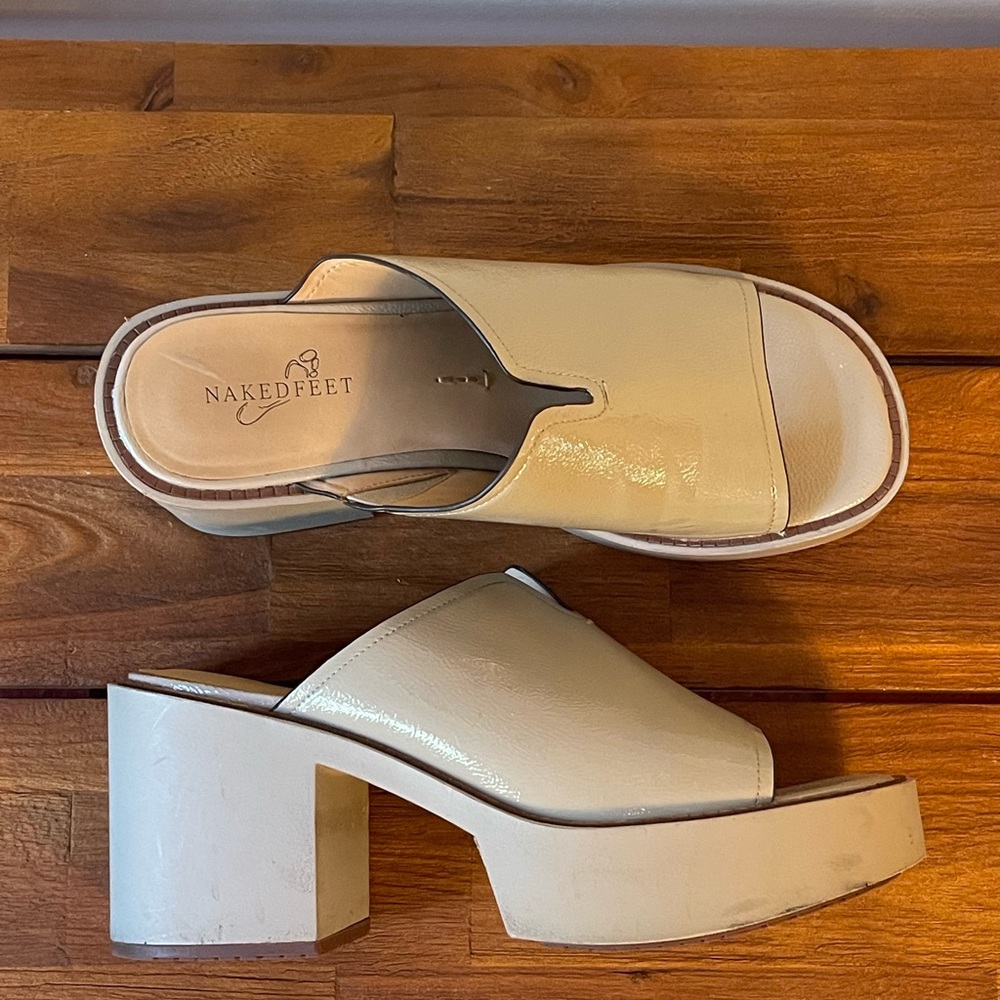 Naked Feet Women's Cream Open-Toe Mules